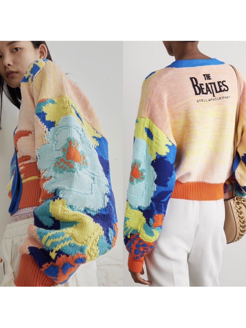 NWOT STELLA MCCARTNEY The Beatles Get Back Cropped Intarsia Cardigan $1,395 M - Picture 1 of 11